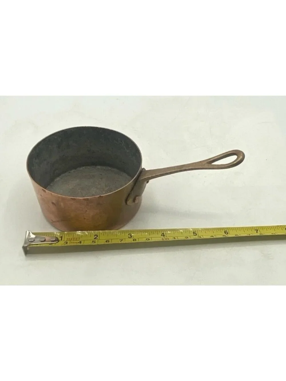 Small Vintage French Copper Pot Les Metaux Ouvres Saucepan Made In France